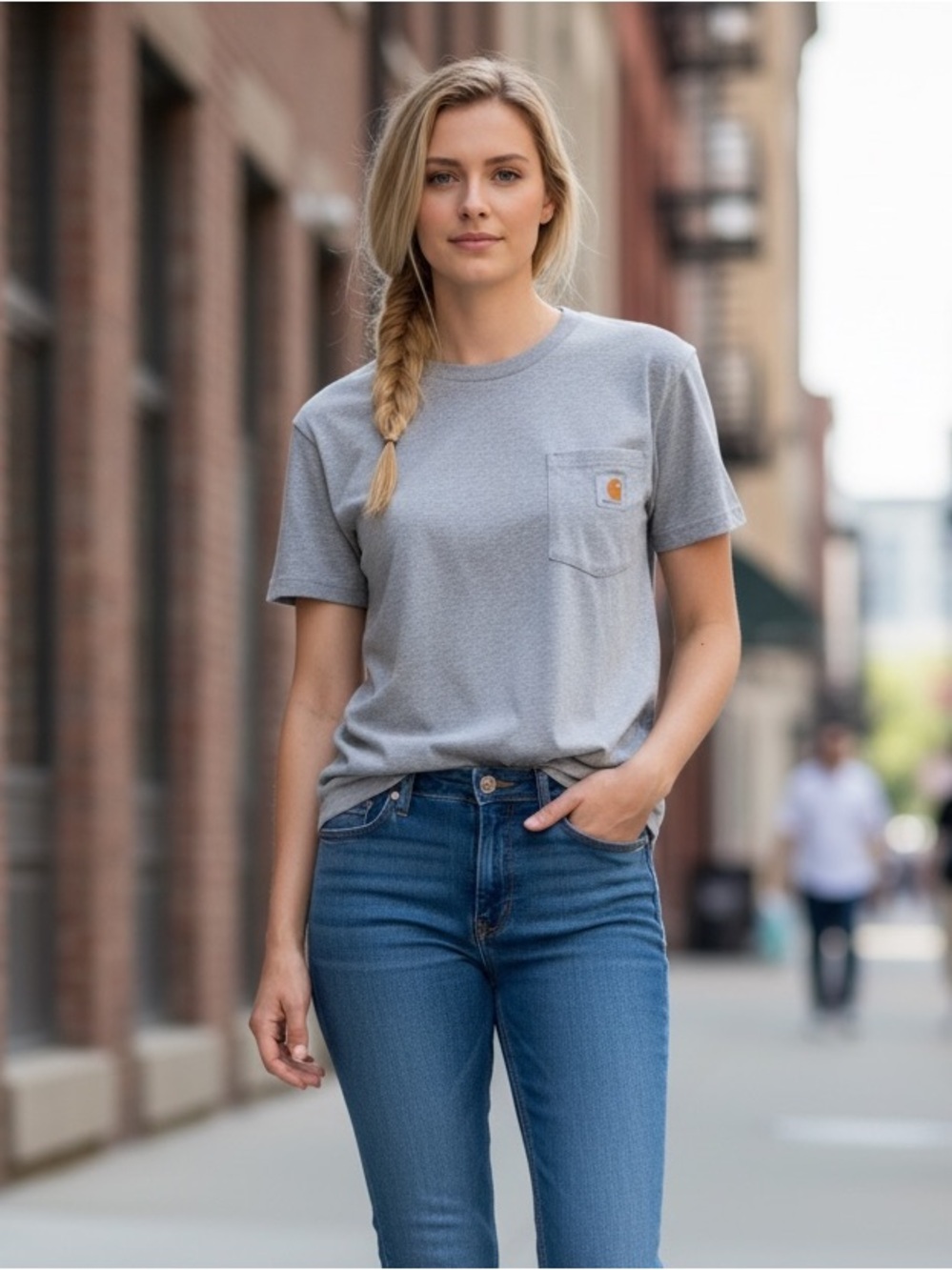 CARHARTT WOMENS XL GRAY POCKET T-SHIRT LOOSE  FIT HEAVYWEIGHT NEW NWOT OVERSIZED